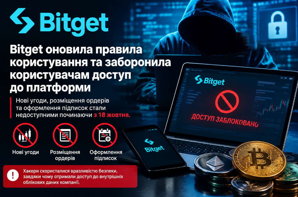 Bitget оновила правила користування та заборонила користувачам доступ до платформи