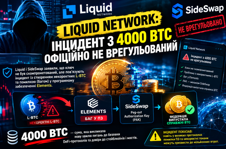 Liquid Network: Інцидент з 4000 BTC офіційно не врегульовано